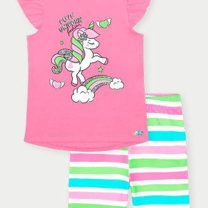 Conjunto Menina Unicórnio Rosa