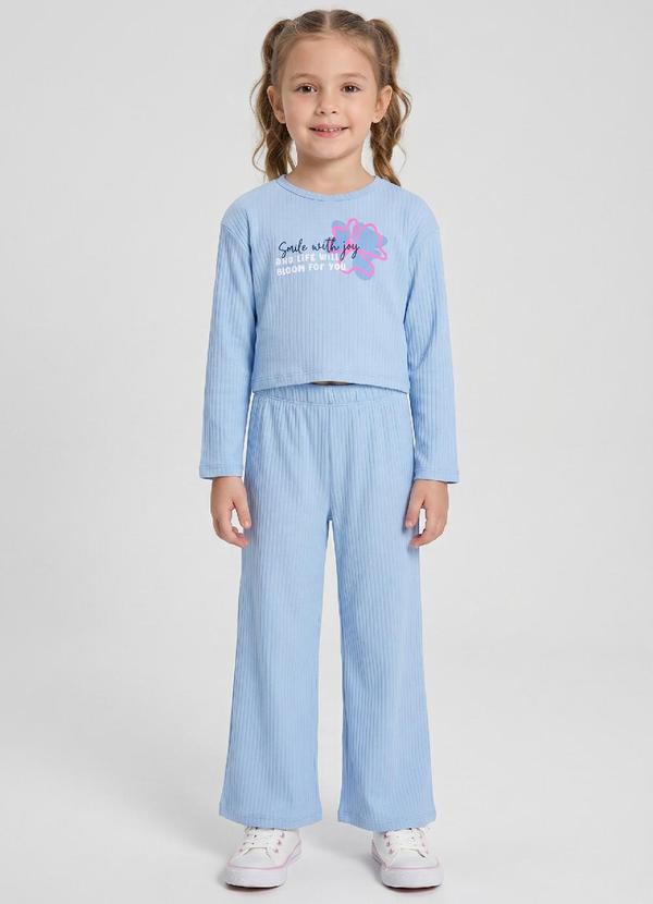 Conjunto Menina de Cropped e Calça Azul