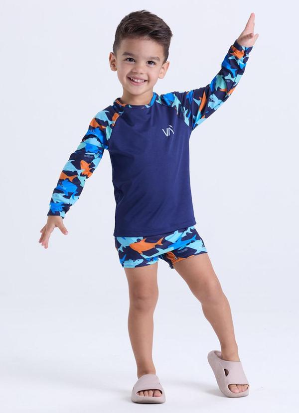 Conjunto Moda Praia Uv50+ Azul Escuro