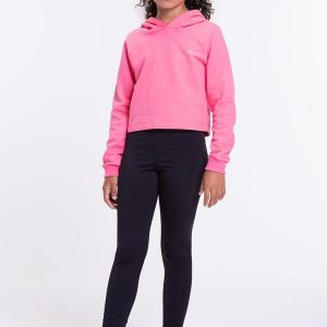 Conjunto Moletom Infantil Cropped com Capuz Rosa