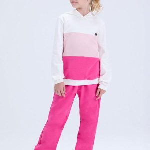 Conjunto Moletom de Degradê com Capuz Rosa