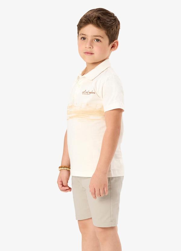 Conjunto Polo com Bermuda Infantil Bege