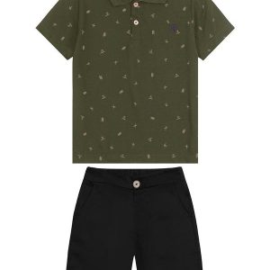 Conjunto Polo com Bermuda Verde