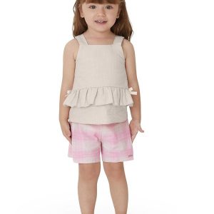 Conjunto Vichy com Laço Rosa
