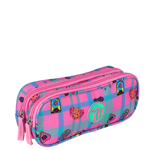 Estojo 2 Compartimentos Capricho Student School - Rosa Claro