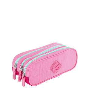Estojo 3 Compartimentos Crinkle 2 Double Rosa - Pink