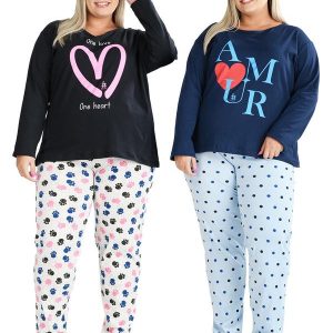 Kit 2 Pijamas Inverno Plus Size Multicores