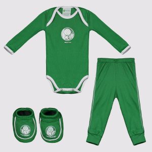 Kit Body Calça e Pantufa Infantil Palmeiras