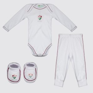 Kit Body Longo Calça e Pantufa Infantil Fluminense