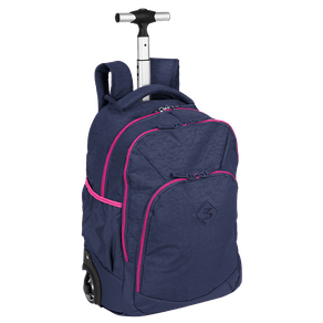 Mochila Carrinho 2 Compartimentos Sestini Rolling Grande Crinkle - Azul Neon