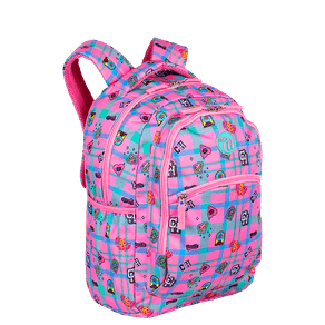 Mochila Grande 2 Compartimentos Capricho Student School - Rosa Claro