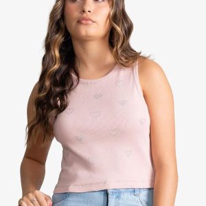 Regata Feminina Ribana com Strass Rosa