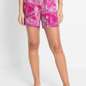 Short Folhagem Rosa em Linho