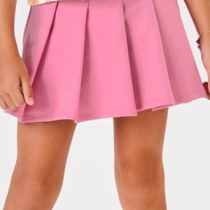 Short Saia Infantil com Pregas Tombadas Rosa