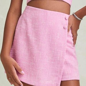 Short Saia de Linho Rosa