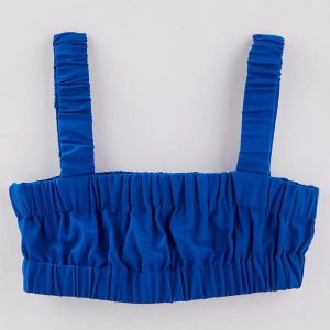 Top Cropped com Elástico Azul
