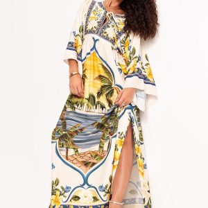 Vestido Flor do Rio Bege