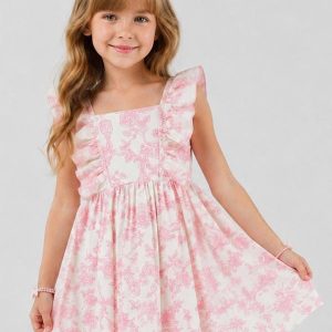 Vestido Infantil Estampado Rosa