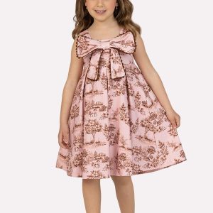 Vestido Infantil Menina Laço Rosa