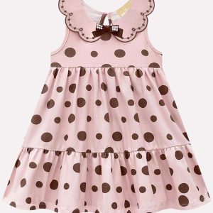Vestido Infantil Menina Póas Rosa