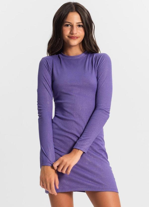 Vestido Juvenil em Ribana Canelada Roxo
