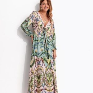 Vestido Manga Longa Florescer Rosa