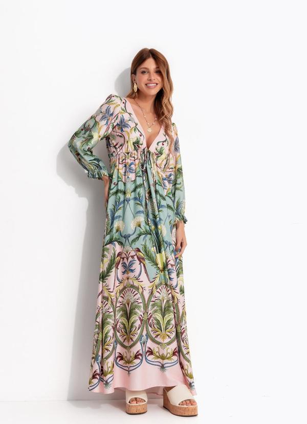 Vestido Manga Longa Florescer Rosa