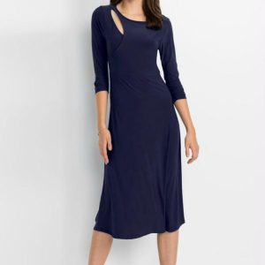 Vestido Recorte Vazado Azul