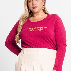 Blusa Feminina Manga Longa Plus Size Vermelho