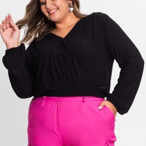 Blusa Feminina Plus Size em Viscose Preto