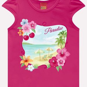 Blusa Infantil Menina Praia Rosa