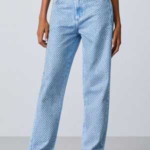 Calça Jeans Azul com Strass Azul