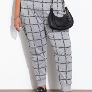 Calça Lettering Mescla Jogger Plus Size