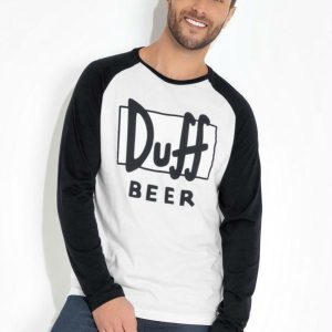 Camiseta Raglan P&B com Estampa The Simpsons