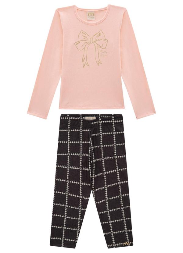 Conjunto Blusa e Legging em Tweed Luxo Rosa