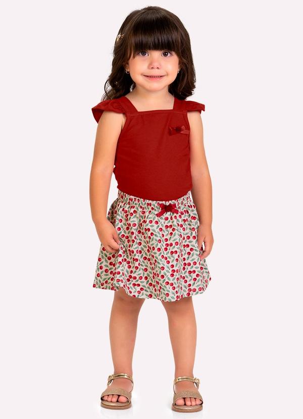 Conjunto Infantil Menina Cerejas Vermelho