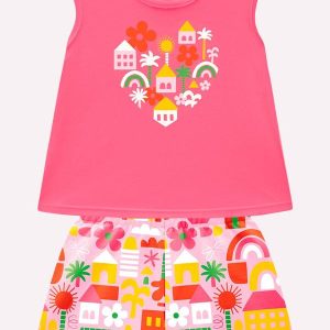 Conjunto Infantil Menina Coração Rosa