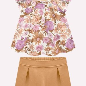 Conjunto Infantil Menina Flores Roxo