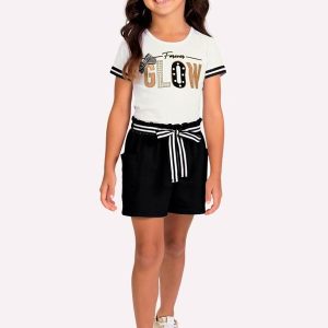 Conjunto Infantil Menina Lettering Branco