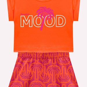 Conjunto Infantil Menina Lettering Laranja