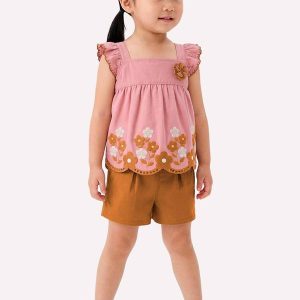 Conjunto Infantil Menina com Corte a Laser Rosa