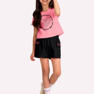 Conjunto Infantil Menina com Strass Rosa