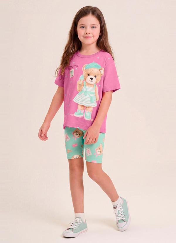 Conjunto Infantil Menina em Meia Malha Rosa