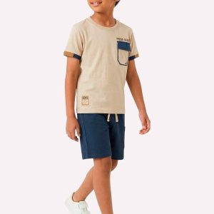 Conjunto Infantil Menino Lettering Bege