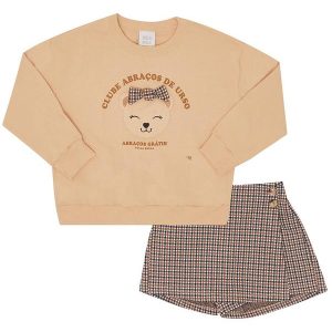 Conjunto Moletom e Jacquard Fio Tinto Bege
