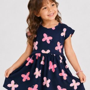 Kit Vestido Infantil Estampado Azul