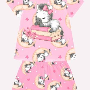 Pijama Infantil Menina Zebra Rosa