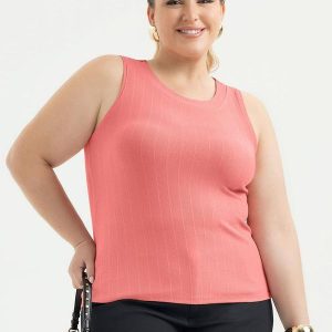 Regata Plus Size Canelada Rosa