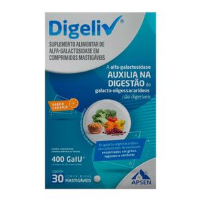 Suplemento Alimentar Digeliv Sabor Laranja 30 Comprimidos Mastigáveis