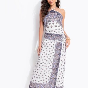 Vestido Longo Rosa Rio Off White